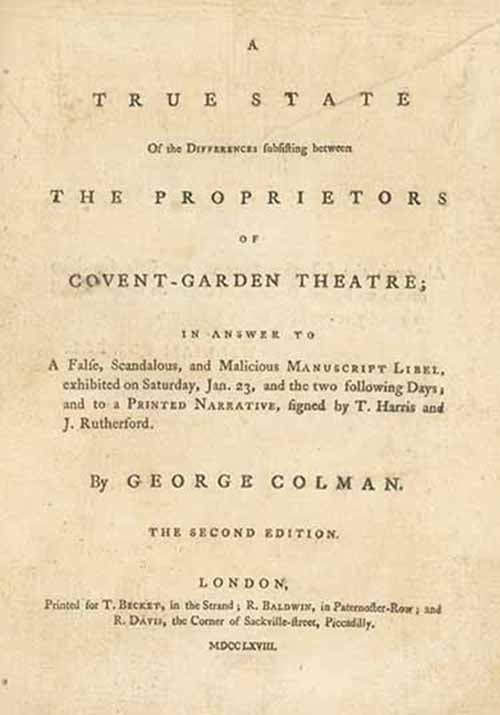 Book ID: 22140 The Proprietors' Dispute: A gathering of five important pamphlets dealing with the acrimonious dispute between two groups of partners of the Covent Garden Theatre - commonly referred to as the “Proprietors' Dispute.”. ENGLISH PLAYS, THEATER.