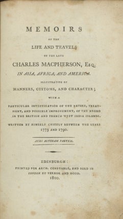 Book ID: 26025 Memoirs of the Life and Travels of the Late Charles MacPherson,...