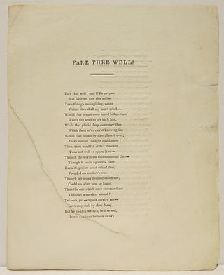 Book ID: 26611 Fare Thee Well! [caption title]. GEORGE GORDON BYRON, LORD