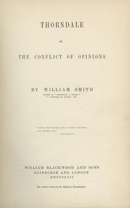 Book ID: 27372 Thorndale or The Conflict of Opinions. WILLIAM HENRY SMITH