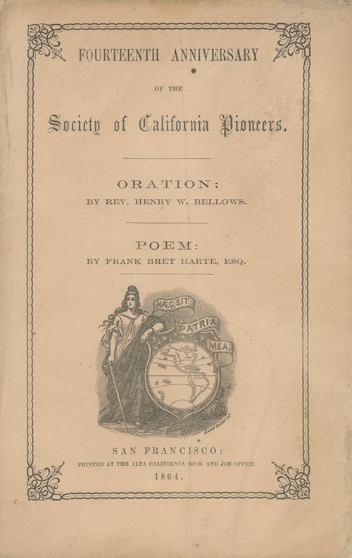 Book ID: 27716 "Poem" [in] Fourteenth Anniversary of the Society of California Pioneers. FRANCIS BRET HARTE.