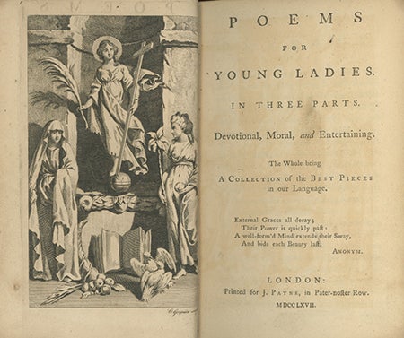 Book ID: 27848 Poems for Young Ladies. In Three Parts. Devotional, Moral, and Entertaining . . OLIVER GOLDSMITH, COMPILER.