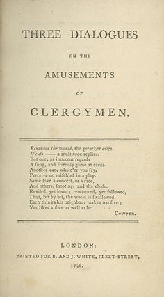 Book ID: 27987 Three Dialogues on the Amusements of Clergymen. WILLIAM GILPIN