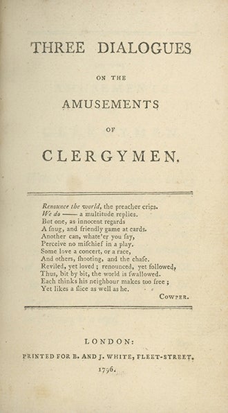 Book ID: 27987 Three Dialogues on the Amusements of Clergymen. WILLIAM GILPIN.