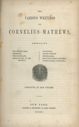 Book ID: 28244 The Various Writings of . . . Embracing the Motley Book, Behmoth,...