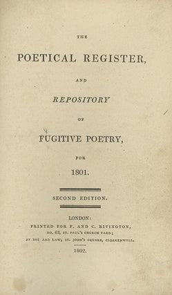 Book ID: 28325 The Poetical Register and Repository of Fugitive Poetry, for...