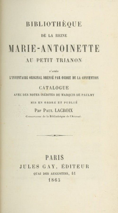 Bibliothèque de la Reine Marie-Antoinette at Petit Trianon D'apres L ...