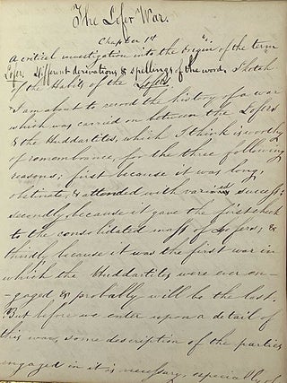 The Lofer War. Being an account of a long & obstinate war, Carried on between the Huddartites & the Lofers, together with some account of that extraordinary People. Compiled by Herman Confucius from fragments found among the papers of the late Peter Confucius, & from the notes of Oroondates Mauran Jr., & a correspondent.