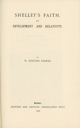 Book ID: 28674 Shelley's Faith. Its Development and Relativity. PERCY BYSSHE...
