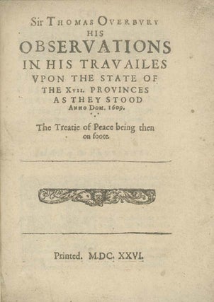 Book ID: 28750 His Observations in his Travailes Upon the State of the XVII...