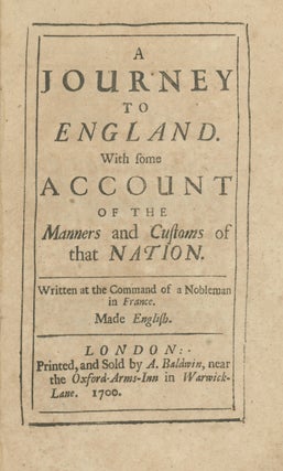 Book ID: 28787 A Journey to England. With some Account of the Manners and...