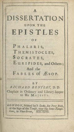 Book ID: 28838 A Dissertation upon the Epistles of Phalaris, Themistocles,...