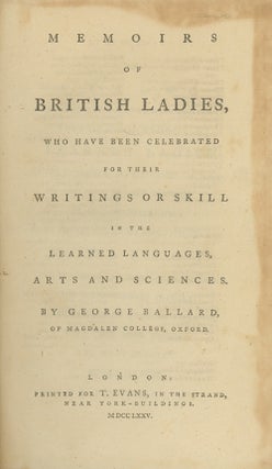 Book ID: 28888 Memoirs of British Ladies, Who Have Been Celebrated for Their...