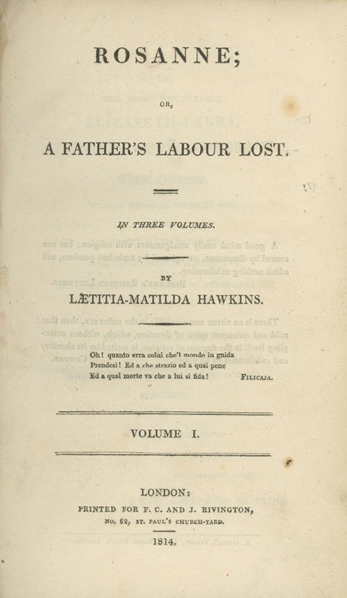 Book ID: 28911 Rosanne; or, a Father’s Labour Lost. LAETITIA-MATILDA HAWKINS.