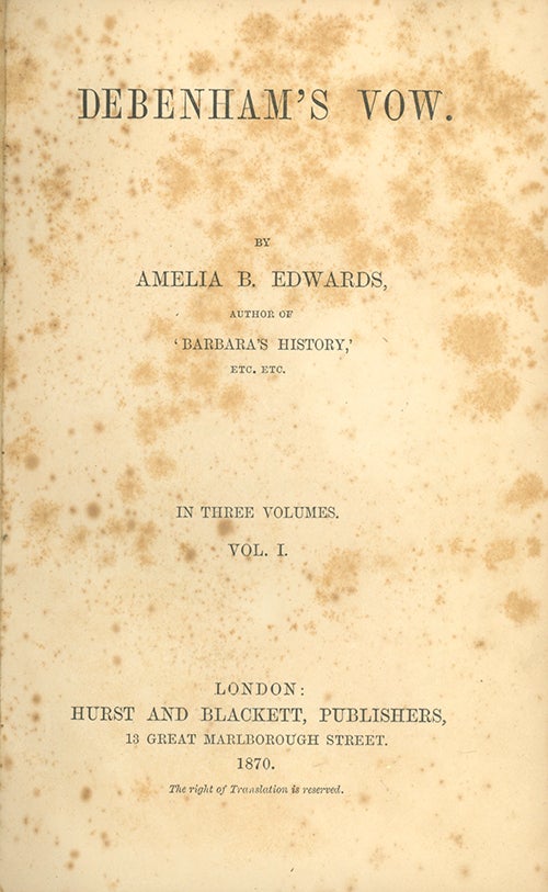 Book ID: 28941 Debenham's Vow. AMELIA BLANFORD EDWARDS.