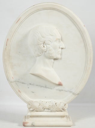 Book ID: 28980 Contemporary white marble bas-relief portrait of Ralph Waldo...