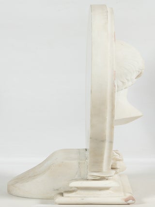 Contemporary white marble bas-relief portrait of Ralph Waldo Emerson by Boston sculptor Joseph Carew.