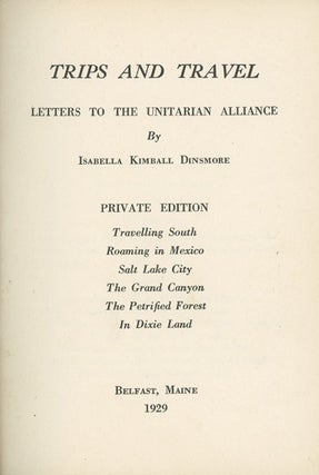 Book ID: 29044 Trips and Travel: Letters to the Unitarian Alliance . . . Private...