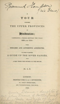 Book ID: 29054 A Tour Through the Upper Provinces of Hindostan; Comprising a...