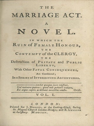 Book ID: 29091 The Marriage Act. A Novel. In Which the Ruin of Female Honour,...