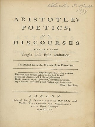 Book ID: 29116 Aristotle's Poetics: or, Discourses Concerning Tragic and...