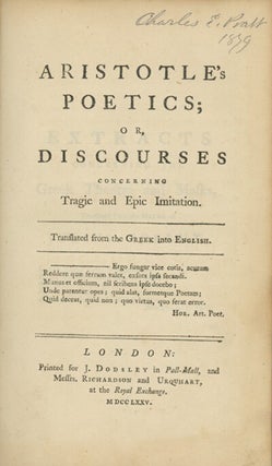 Book ID: 29116 Aristotle's Poetics: or, Discourses Concerning Tragic and...