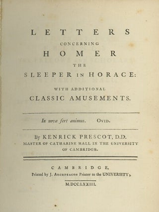 Book ID: 29126 Letters Concerning Homer the Sleeper in Horace: With Additional...